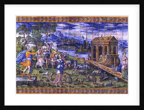 Tile depicting the Story of Noah: Embarking in the Ark by Masseot Abaquesne