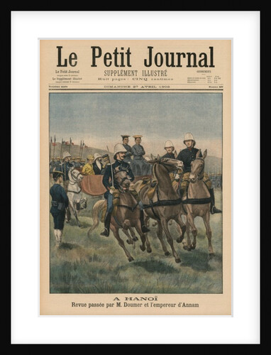 Military review by Paul Doumer, Governor General of French Indochina, and Emperor of Annam, Thanh Thai, in Hanoi by French School