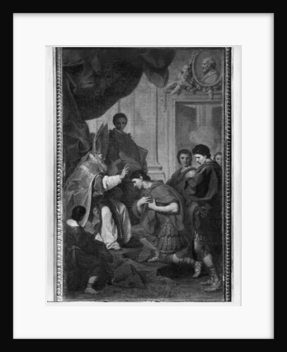 Emperor Theodosius I the Great receiving the pardon from St. Ambrose, archbishop of Milan, c.1745 by Pierre Subleyras