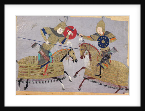 Two warriors on horseback in combat, School of Tabriz, c.1480 by Islamic School