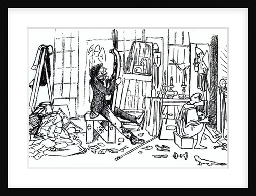 Edward Burne-Jones at work in his studio at 17 Red Lion Square, London, c.1857 by English School