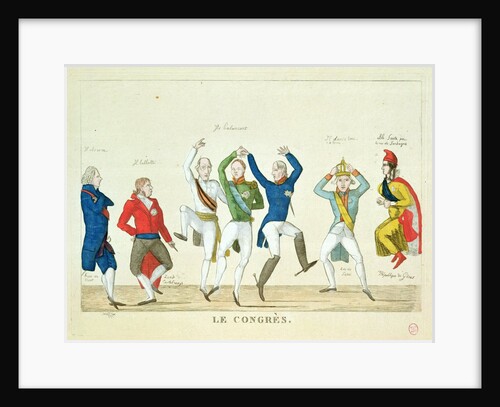 Satirical cartoon depicting the key protagonists in a dance at the Congress of Vienna in 1815 by French School