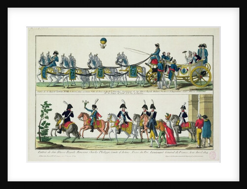 Entry to Paris of Charles, Count of Artois, 12 April 1814, and Entry to Paris of Louis XVIII, King of France and Navarre, 3 May 1814 by French School