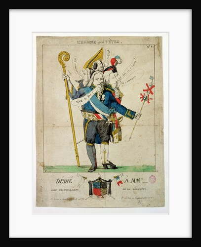 The Man with Six Heads, caricature of Charles Maurice de Talleyrand-Perigord, 1815 by French School