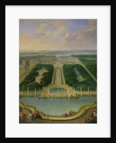 Perspective view of the chateau of Versailles seen from the Neptune Fountain, 1696 by Jean-Baptiste Martin