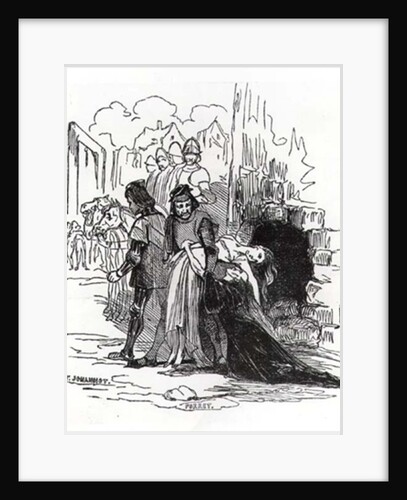 Soldiers dragging away a female prisoner by Tony & Porret Henri Johannot