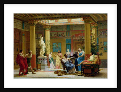 Rehearsal of 'The Fluteplayer' and 'The Diomedes' wife' in the atrium of the Pompeian house of Prince Napoleon, 18 Avenue Montaigne, Paris, 1861 by Gustave Clarence Rodolphe Boulanger