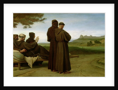 St. Francis of Assisi, while being carried to his final resting place at Saint-Marie-des-Anges, blesses the town of Assisi in 1226, 1853 by Francois Leon Benouville