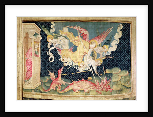 St. Michael and his angels fighting the dragon, no.36 from 'The Apocalypse of Angers', 1373-87 by Nicolas Bataille