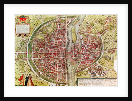 Map of Paris from 'Civitates orbis terrarrum' by Georg Braun and Franz Hogenbergh, French, 1572-1617 by Georg and Hogenberg Franz Braun