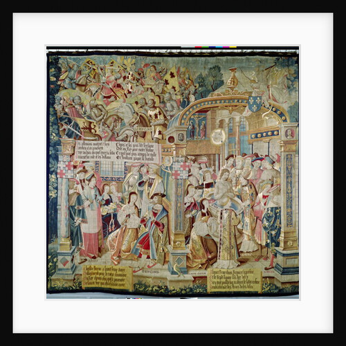 Scenes from the Life of St. Remigius bishop of Reims: the battle of Tolbiac in 496: the conversion and baptism of Clovis I, King of the Franks, 1531 by French School