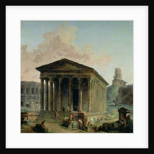 The Maison Carree with the Amphitheatre and the Tour Magne at Nimes, 1786-87 by Hubert Robert