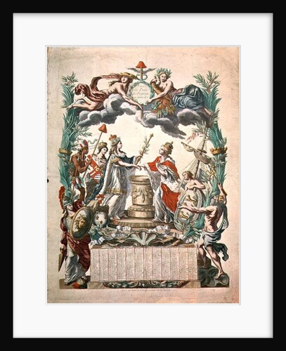 Calendar for the year of 1783 commemorating the Treaty of Versailles in 1768 in which America gained its independence by French School