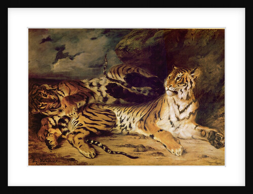 Young tiger playing with his mother, 1830 by Ferdinand Victor Eugene Delacroix