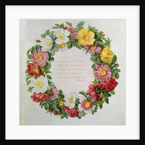 Claude-Antoine Thory 'Les roses', Frontispiece: Garland with an Epigraph of Ode V by the Greek Poet Anacreon, 1817 by Eustache Hyacinthe Langlois