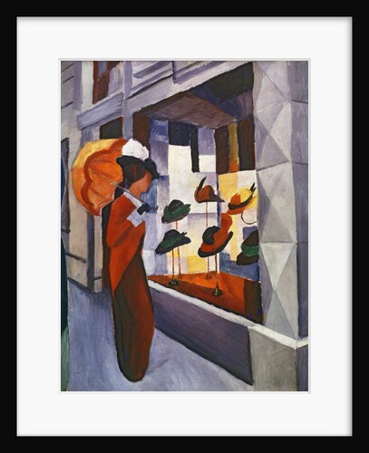 Woman with Umbrella in Front of a Hat Shop, 1914 by August Macke