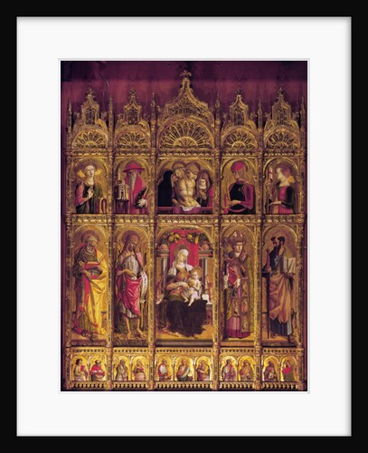 Altarpiece of St Emidio, polyptych: The Pieta and the Virgin with Child between the Saints, c. 1430-95 by Carlo Crivelli