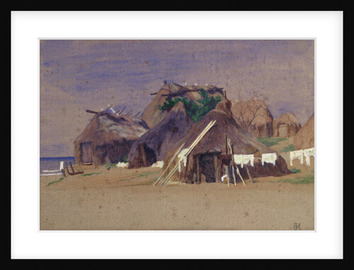 Fishermen's huts on the coast by Antoine Auguste Ernest Herbert or Hebert