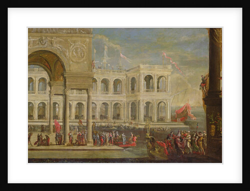 View of the Palace and Queen Joanna I of Naples by Italian School