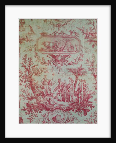 Toile de Jouy, Illustrating an Allegory of Louis XVI, King of France, restorer of liberty in February 1790 by French School