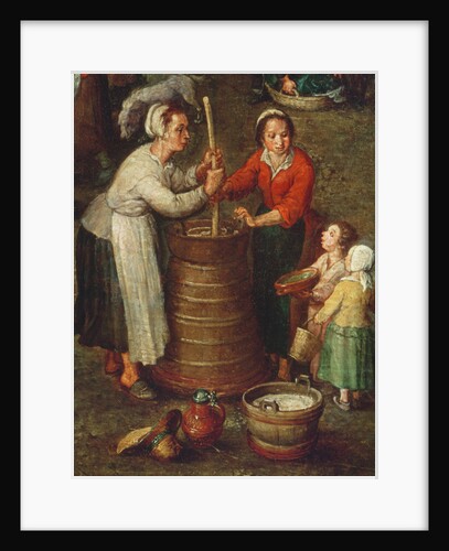 Country Life, detail of peasants churning milk by Jan the Elder Brueghel