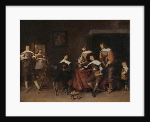 An artist painting the portrait of a young lord in Antwerp by Joos van Craesbeeck