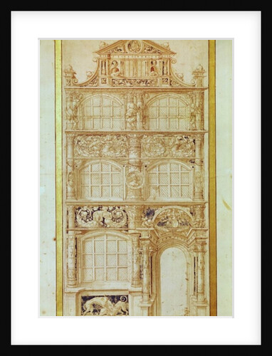 Proposal for the facade of a three-story house and a gable by Hans Holbein the Younger