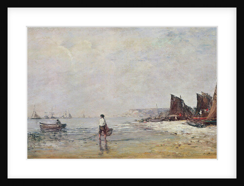 Fisherman in Villerville, Low Tide by Eugene Louis Boudin