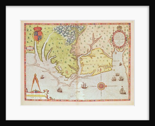 Admiranta Narratio... Map of Virginia, 1585-1588 by Theodor de Bry