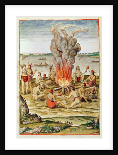 Admiranta Narratio, the Celebration of a Victory around a Fire, 1585-88 by Theodor de Bry