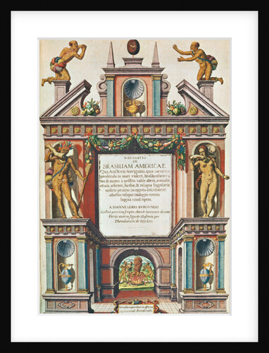Navigatio in Brasiliam Americae. Frontispiece, 1563 by Theodor de Bry