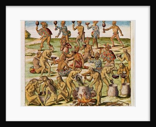 Navigatio in Brasiliam Americae, Preparation of a Beverage made of Corn and Wheat, 1563 by Theodor de Bry