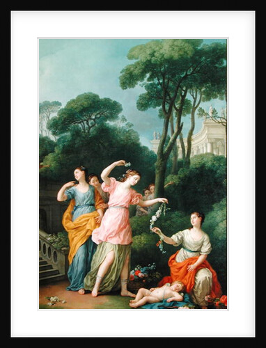 Young Greek Girls Adorning a Sleeping Cupid with Flowers, 1773 by Joseph-Marie the Elder Vien