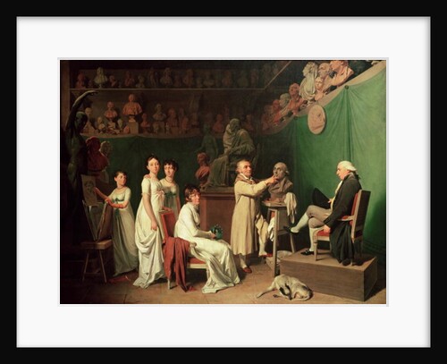 Jean Antoine Houdon Sculpting the Bust of Pierre Simon Marquis de Laplace in the Presence of his Wife and Daughters, 1804 by Louis Leopold Boilly