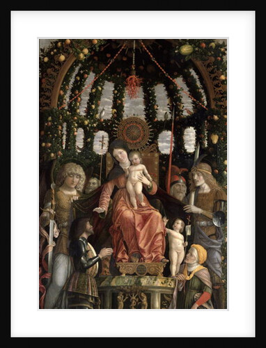 The Virgin of Victory or The Madonna and Child Enthroned with Six Saints and Adored by Gian-Francesco II Gonzaga by Andrea Mantegna
