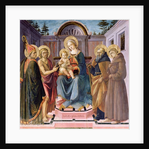 Madonna and Child Enthroned with SS. Zenobius, John the Baptist, Anthony Abbot and Francis by Francesco di Stefano Pesellino