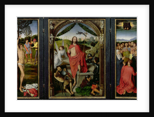 Triptych of the Resurrection: The Resurrection The Martyrdom of St. Sebastian and The Ascension c.1485-90 by Hans Memling