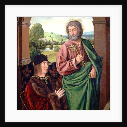 Peter II Duke of Bourbon presented by St. Peter, left hand wing of a triptych, c.1492-93 by (fl.c.1483-c.1529) Master of Moulins