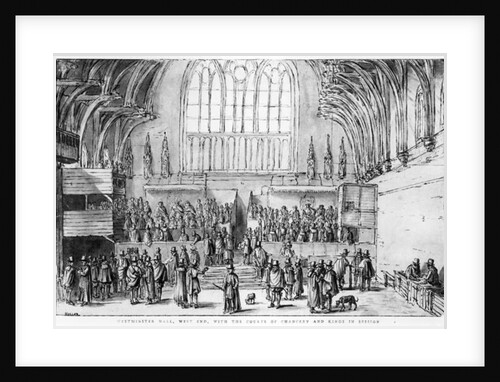 Westminster Hall, West End, with the Courts of Chancery and Kings in Session by Wenceslaus Hollar