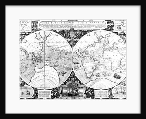 World map; Vera Totius Expeditionis Nauticae by Jodocus Hondius