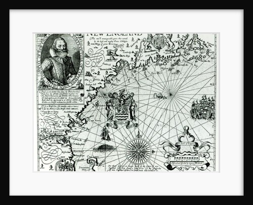 Map of the New England coastline in 1614 by John Smith