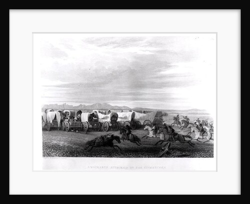 Emigrants attacked by the Comanches, engraved by John Smith by Captain Seth (after) Eastman