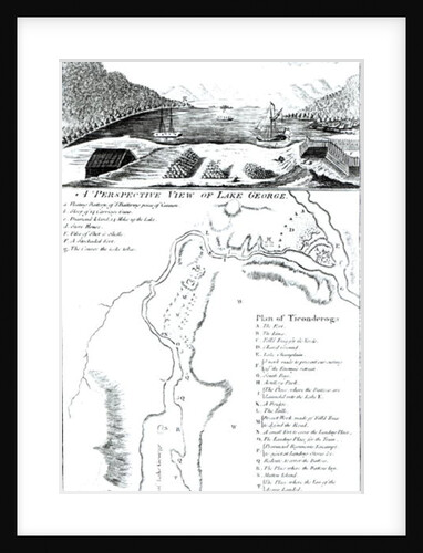 A Perspective View of Lake George and a Plan of Ticonderoga by American School