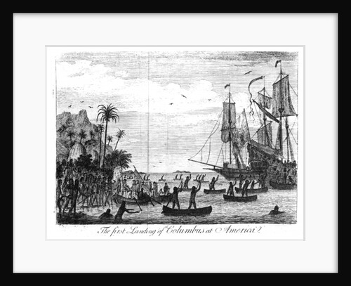 The First Landing of Columbus at America by English School