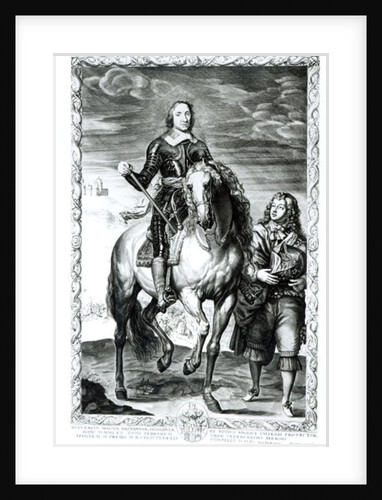 Equestrian portrait of Oliver Cromwell engraved by Pierre Lombart by Anthony van Dyck