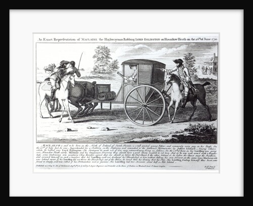 An Exact Representation of Maclaine the Highwayman Robbing Lord Eglington on Hounslow Heath on the 26th of June 1750 by English School