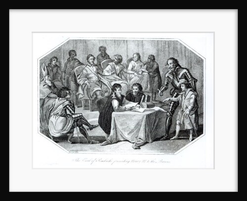 The Earl of Pembroke Presenting Henry III to the Barons, 1216 engraved by Saunders by Benezach Benezach