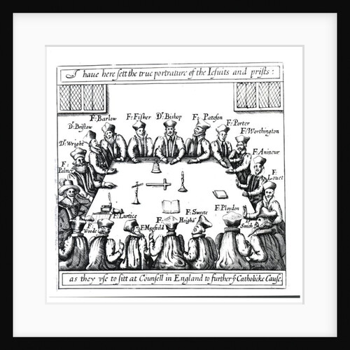 Portraits of the Jesuits and Priests as They Use to Sit in Counsel in England to Further the Catholic Cause by English School