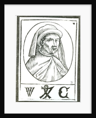 Portrait of William Caxton and his Printer's Mark by English School