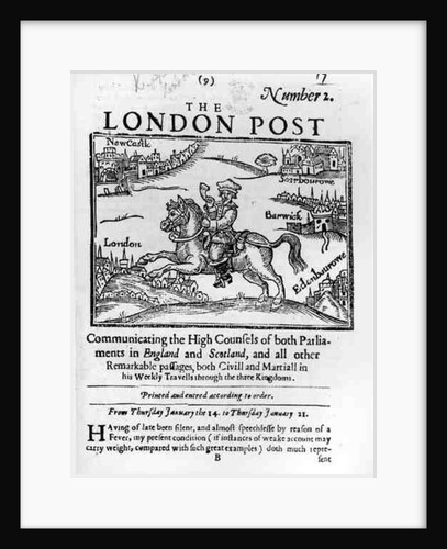 Titlepage of 'The London News', Communicating the High Counsels of Both Parliaments in England and Scotland by English School